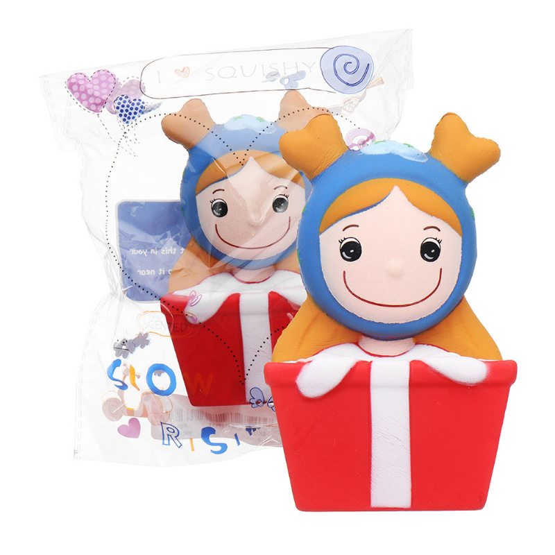 Kawaii Christmas Elk Girl Squishy Slow Rising Darčeková Kolekcia Plyšových Hračiek S Balením