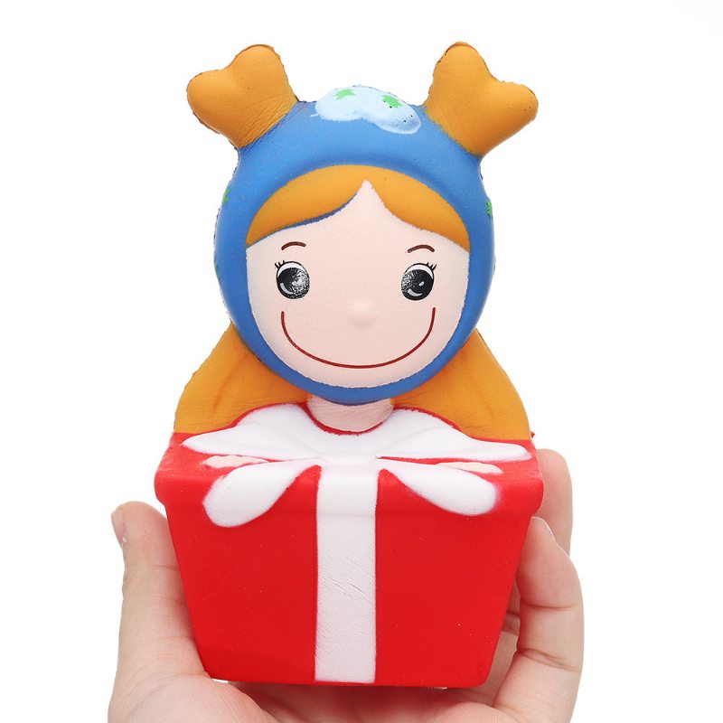 Kawaii Christmas Elk Girl Squishy Slow Rising Darčeková Kolekcia Plyšových Hračiek S Balením