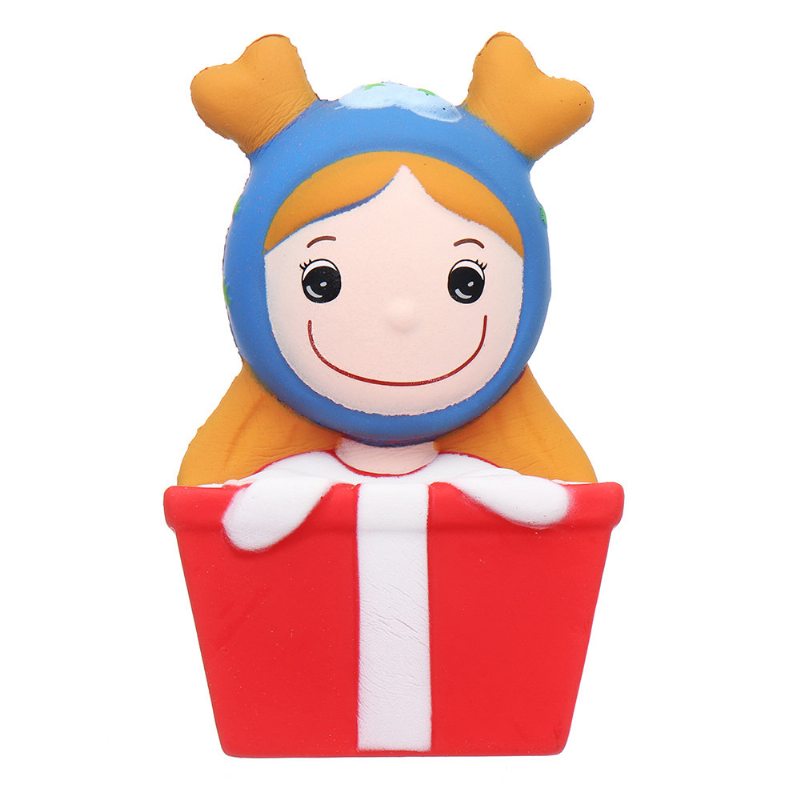 Kawaii Christmas Elk Girl Squishy Slow Rising Darčeková Kolekcia Plyšových Hračiek S Balením