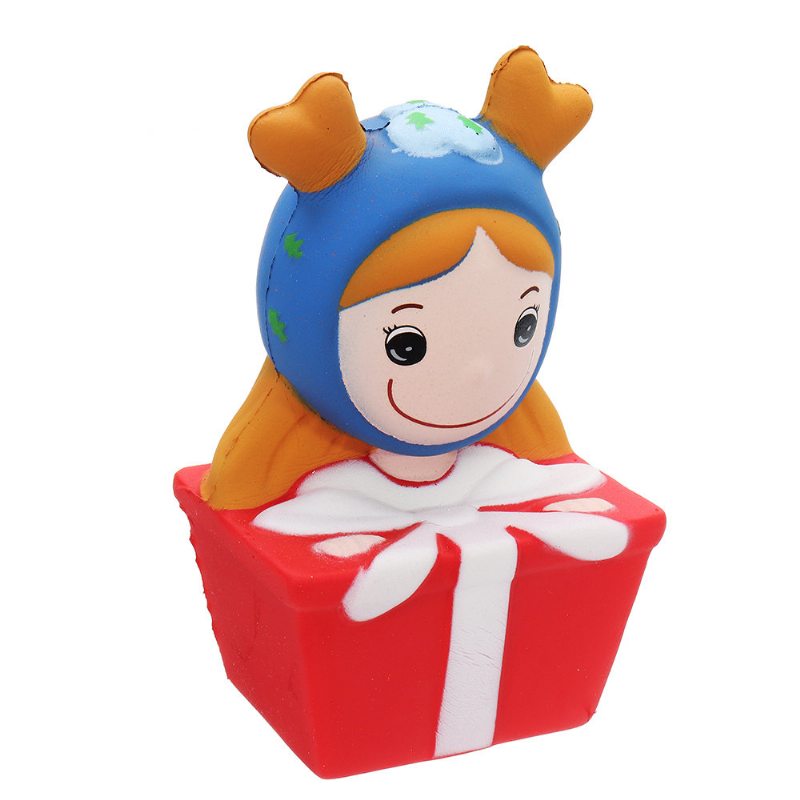 Kawaii Christmas Elk Girl Squishy Slow Rising Darčeková Kolekcia Plyšových Hračiek S Balením