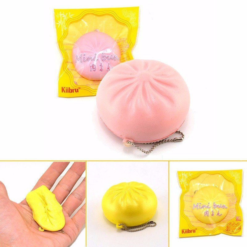 Kiibru Squishy Toy Bun Ružová Žltá Retiazka Taška Na Telefón Popruh Darček Dekor