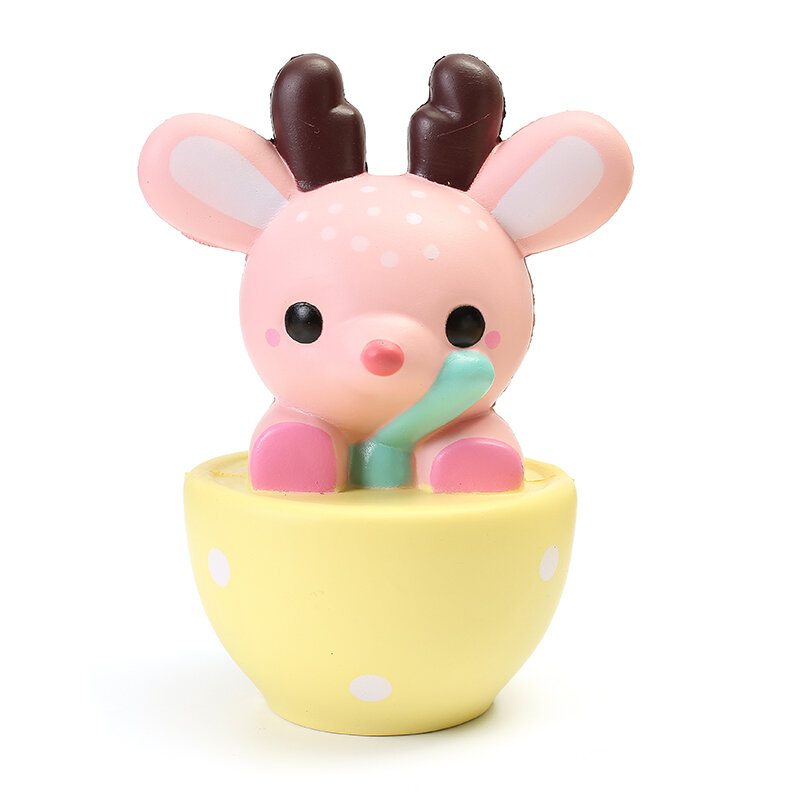 Leilei Squishy Jumbo Šálka Na Čaj Deer Elk 14 cm Pomaly Rastúce Originálne Balenie Darčeková Kolekcia Dekoračná Hračka