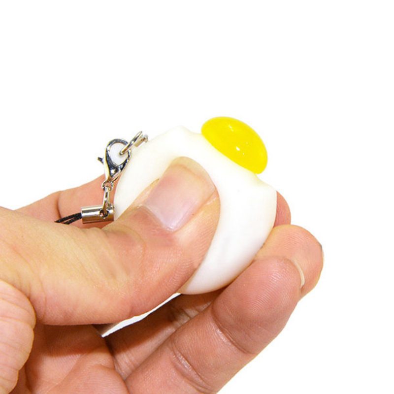 Squeeze Lazy Egg Yolk Uvoľňovač Stresu S Príveskom Na Tašku Na Telefón 4 cm