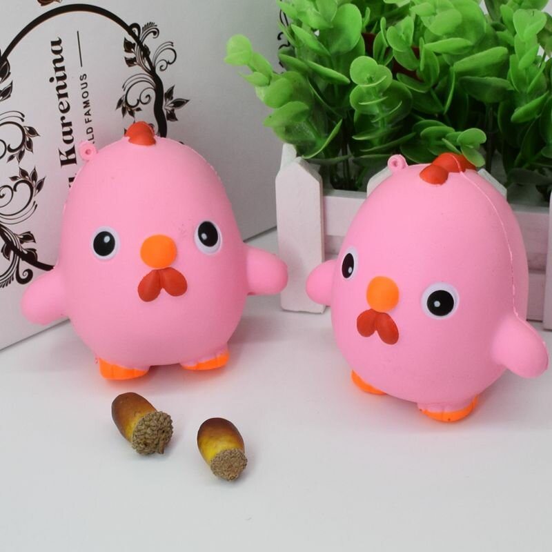 Squishy Pink Chicken Jumbo 10 cm Pomaly Rastúca Kolekcia Darčekový Dekor Plyšová Hračka Popruh Na Tašku Na Telefón