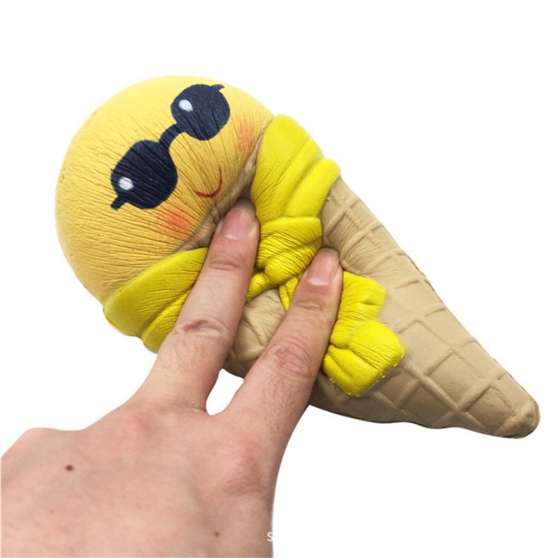 Squishy Zábavná Zmrzlina So Slnečnými Okuliarmi Šatka 18 cm Pomaly Stúpajúca S Obalom Kolekcia Darček