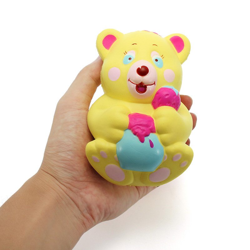 Xinda Squishy Jahodový Medveď Držiaci Medový Hrniec 12 cm Pomaly Stúpajúci S Obalom Kolekcia Darčeková Hračka