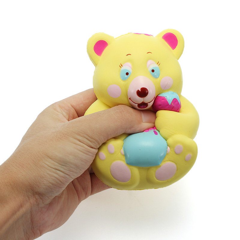 Xinda Squishy Jahodový Medveď Držiaci Medový Hrniec 12 cm Pomaly Stúpajúci S Obalom Kolekcia Darčeková Hračka