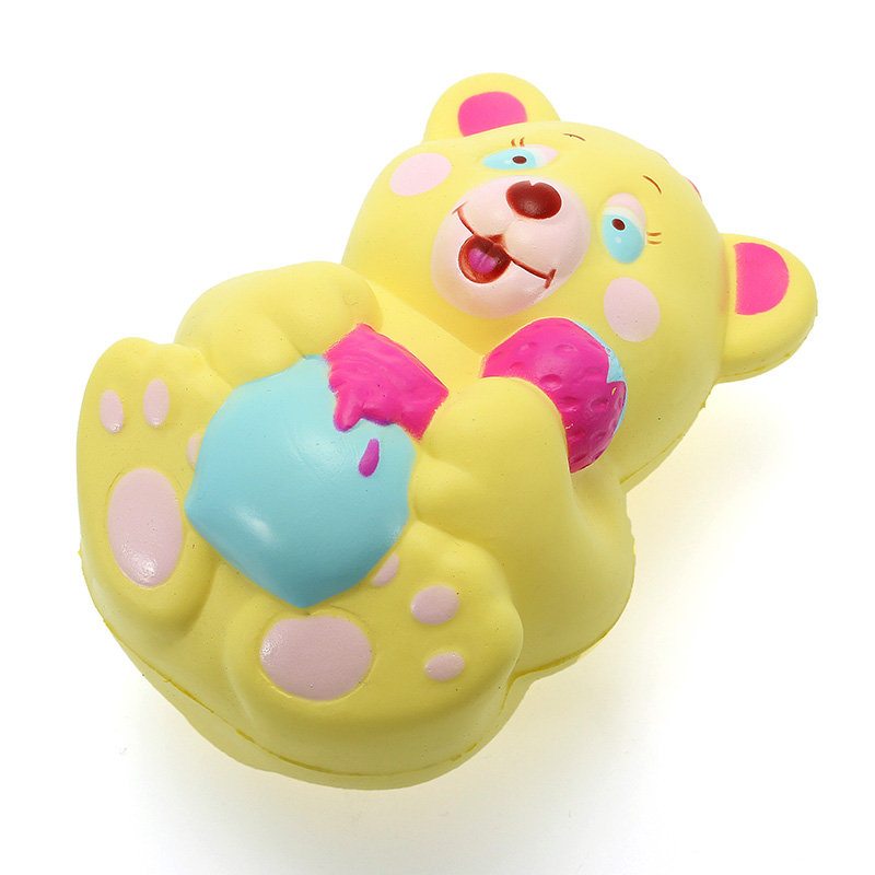 Xinda Squishy Jahodový Medveď Držiaci Medový Hrniec 12 cm Pomaly Stúpajúci S Obalom Kolekcia Darčeková Hračka