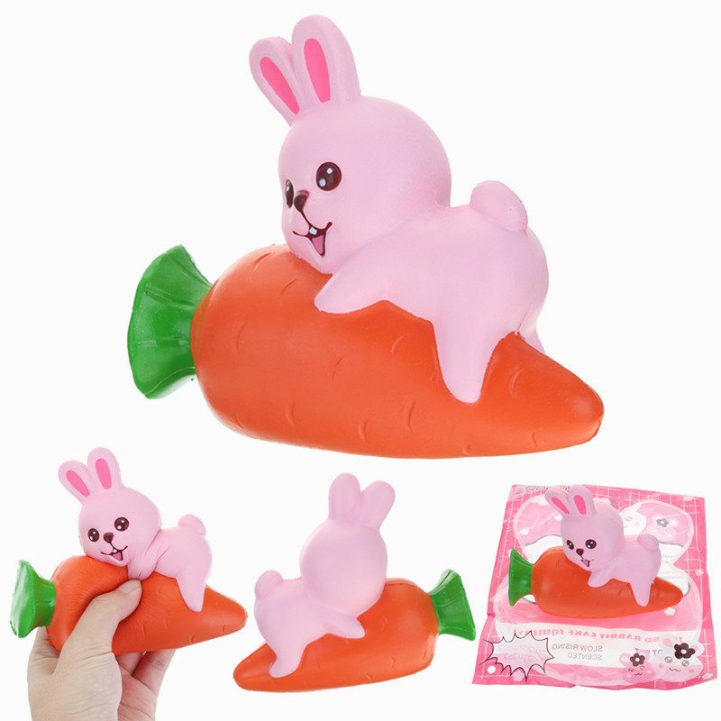 Yunxin Squishy Rabbit Bunny Holding Mrkva 13 cm Pomaly Rastúca S Obalom Kolekcia Darčeková Dekoračná Hračka