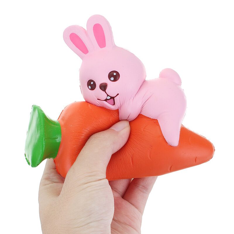 Yunxin Squishy Rabbit Bunny Holding Mrkva 13 cm Pomaly Rastúca S Obalom Kolekcia Darčeková Dekoračná Hračka