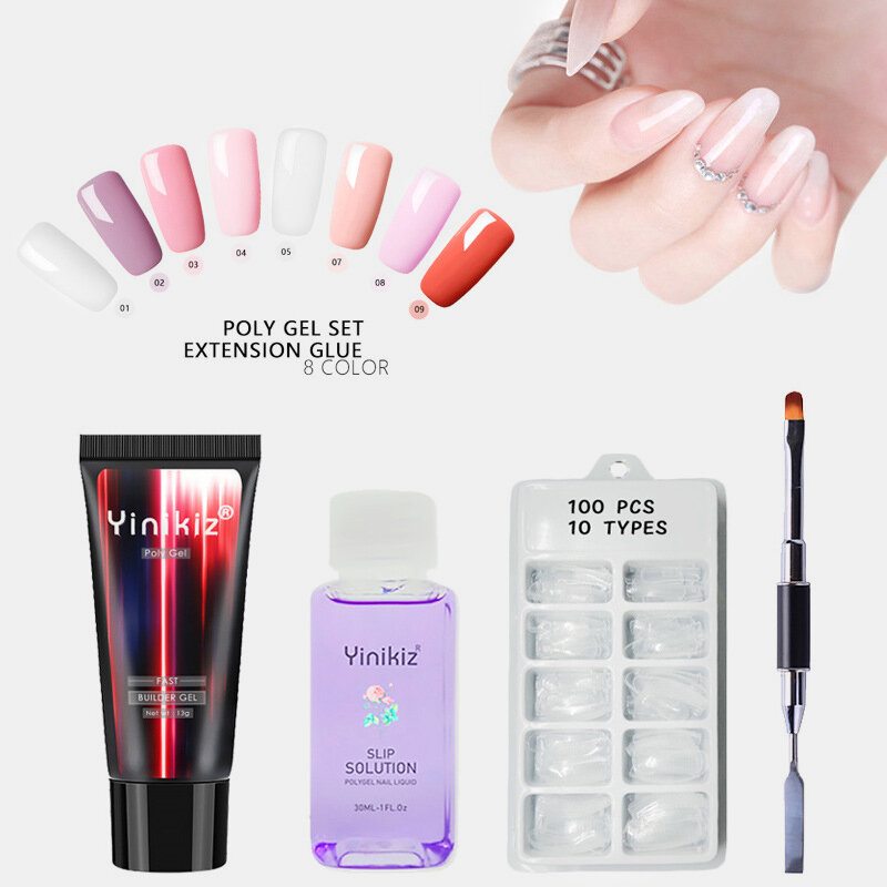 13ml Sada Akrylového Gélu Extend Fast Uv Builder Gel Slip Solution Forma Na Nechty Štetec Nail Art