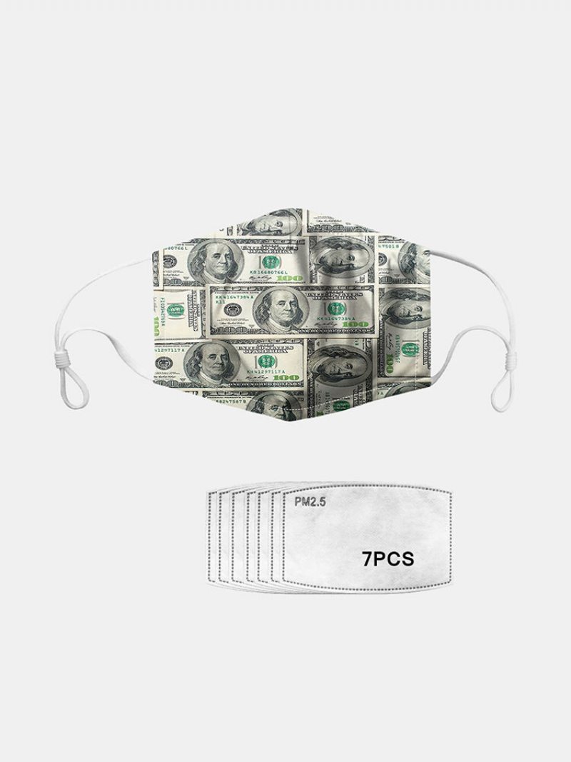 7-dielna Súprava Tesnení Daisy Pm2.5 Mask Protiprachová Maska S Dollar Pattern