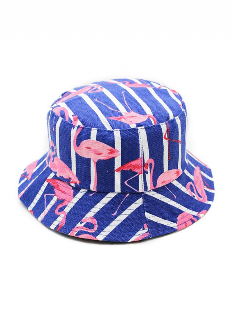 Čiapka S Pruhovaným Vzorom Flamingo Leto Outdoor Sunscreen Visor Fisherman Bucket Hat