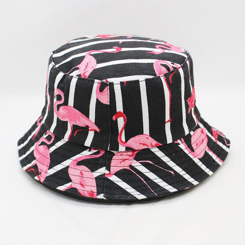 Čiapka S Pruhovaným Vzorom Flamingo Leto Outdoor Sunscreen Visor Fisherman Bucket Hat