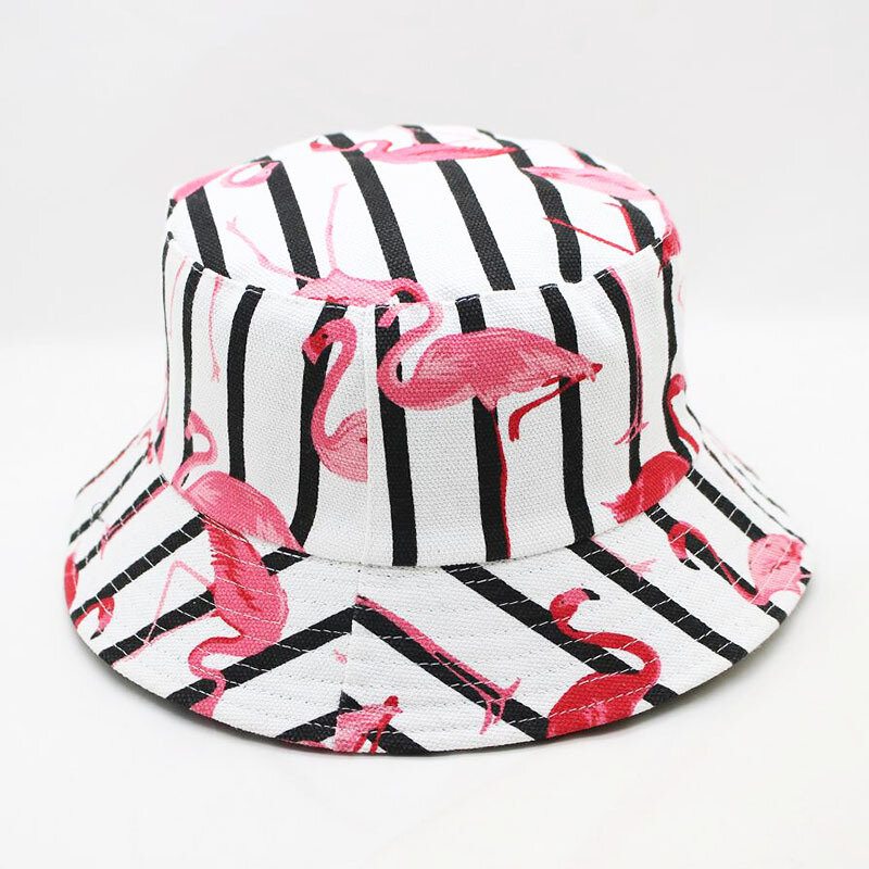 Čiapka S Pruhovaným Vzorom Flamingo Leto Outdoor Sunscreen Visor Fisherman Bucket Hat