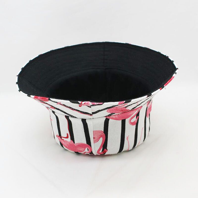 Čiapka S Pruhovaným Vzorom Flamingo Leto Outdoor Sunscreen Visor Fisherman Bucket Hat