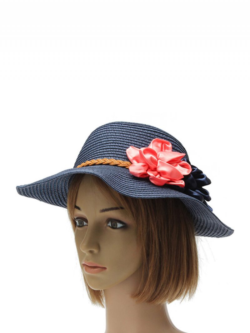 Dámska Čiapka Trilby Beach Sun Hat Flower Elegantná Cestovateľská Šiltovka So Slamou