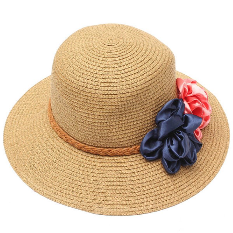 Dámska Čiapka Trilby Beach Sun Hat Flower Elegantná Cestovateľská Šiltovka So Slamou