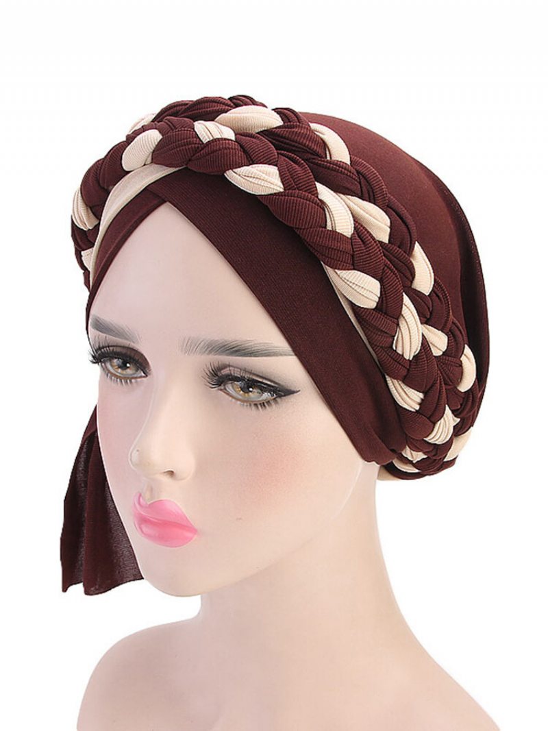 Dámska Mäkká Vyšívaná Čelenka Multicolor Twist Braid Turban Cancer Cap