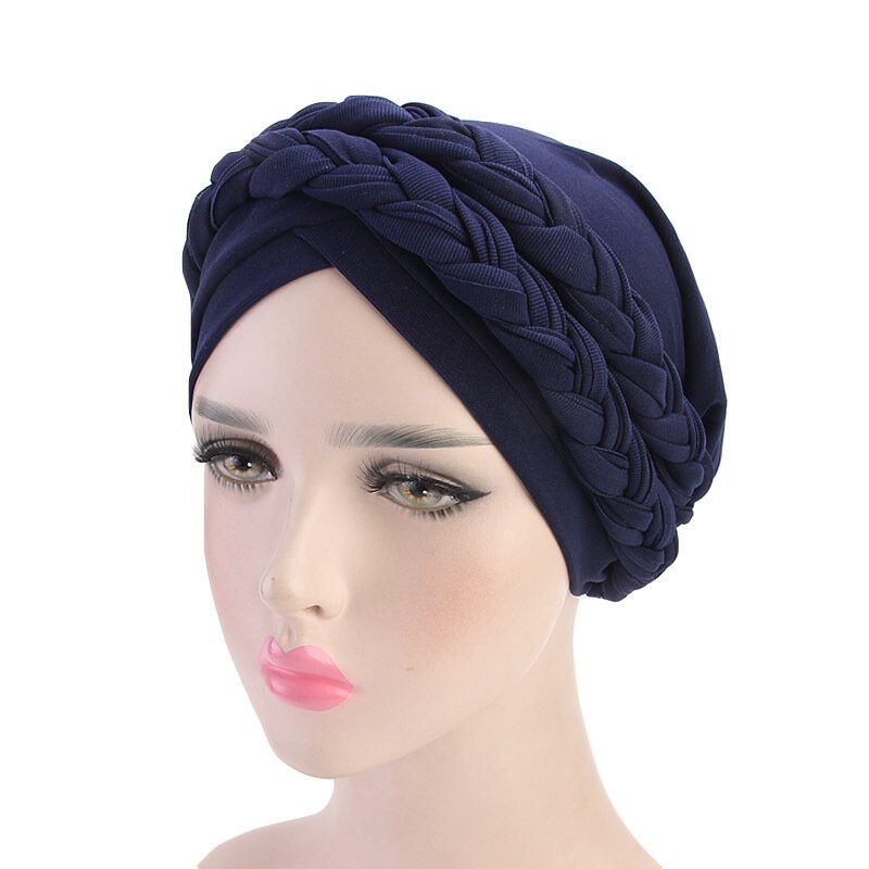 Dámska Mäkká Vyšívaná Čelenka Multicolor Twist Braid Turban Cancer Cap