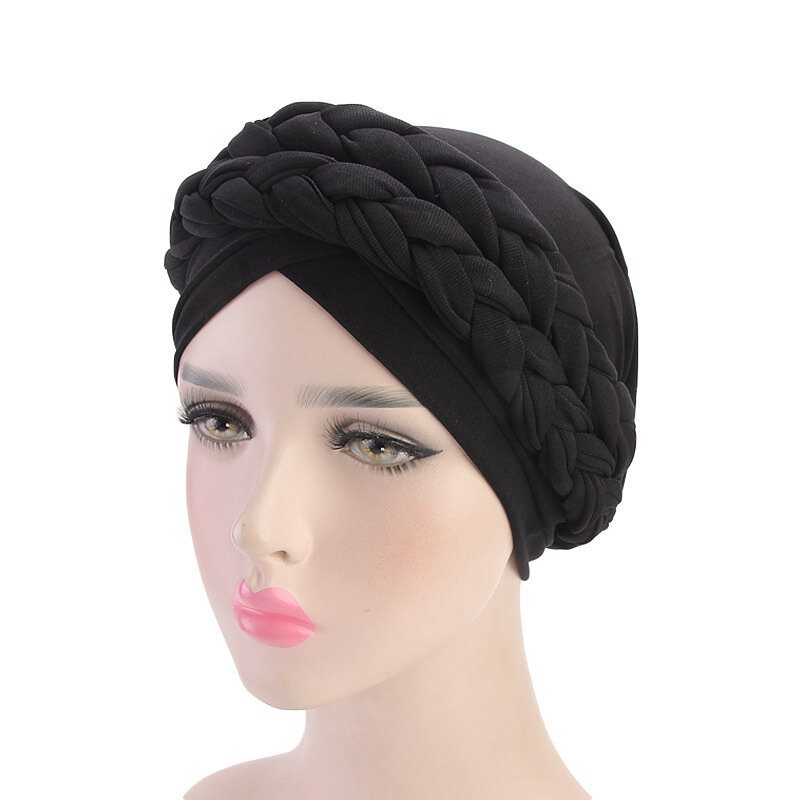 Dámska Mäkká Vyšívaná Čelenka Multicolor Twist Braid Turban Cancer Cap