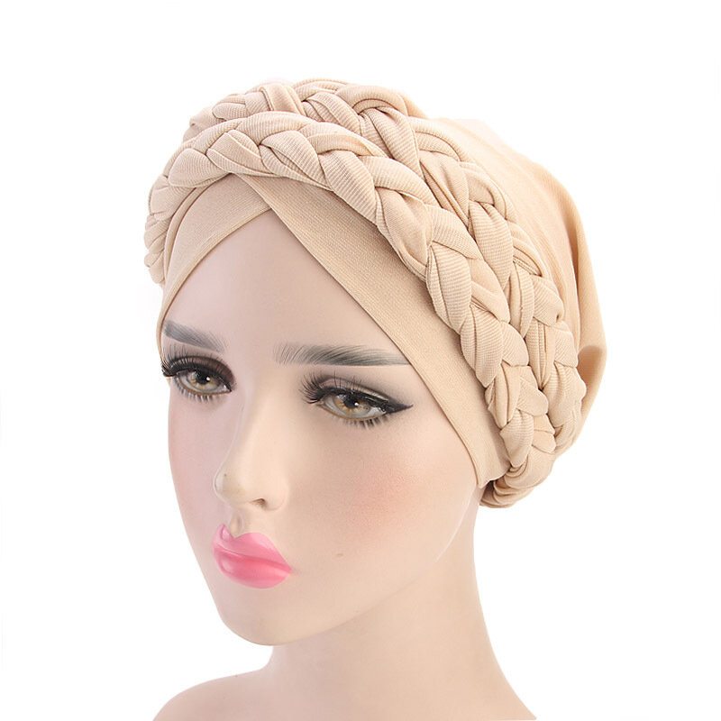 Dámska Mäkká Vyšívaná Čelenka Multicolor Twist Braid Turban Cancer Cap