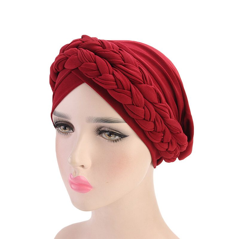 Dámska Mäkká Vyšívaná Čelenka Multicolor Twist Braid Turban Cancer Cap