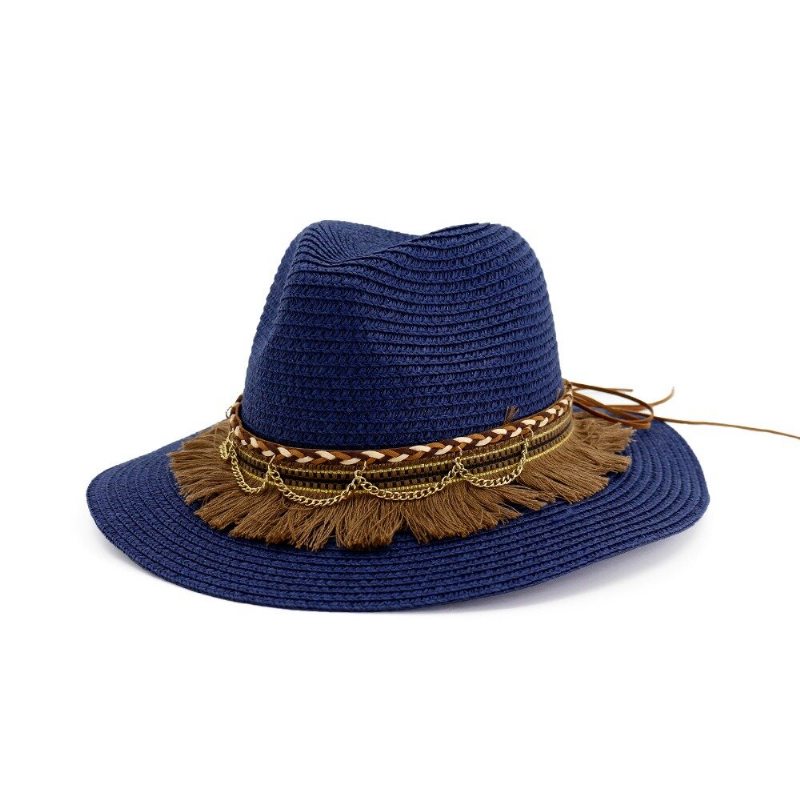 Dámska Slnečná Clona Straw Hat Vonkajší Prímorský Slnečný Šilt Jednofarebný Džezový Klobúk