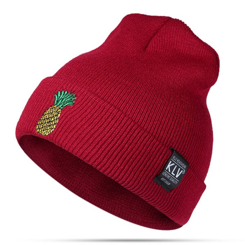 Dámske Zimné Ananásové Vyšívané Pletené Čiapky Ležérne Teplé Skullies Beanies