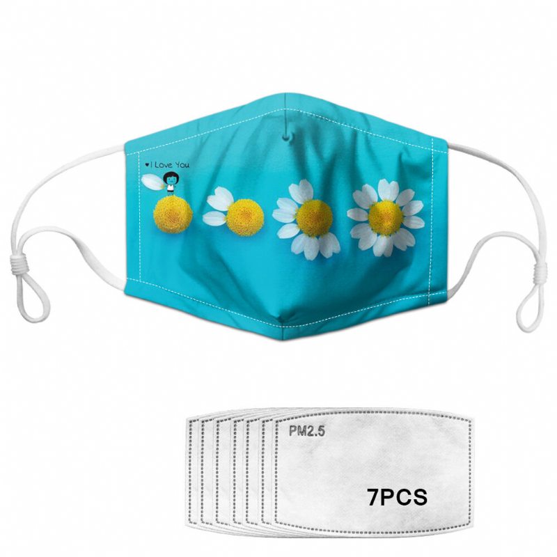 Dasiy Flower Print Face Mask 7-dielna Sada Tesnení Daisy Pm2.5 Masky