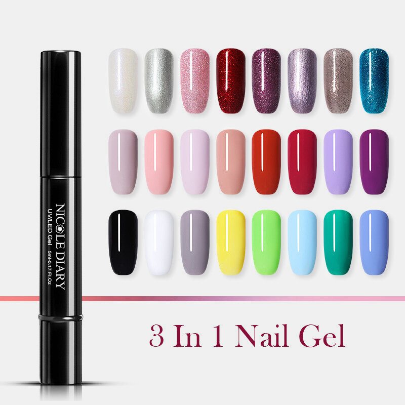 Gél Lak Na Nechty 3 V 1 Pero S Trblietkami One Step Nail Art Gel Polish 74 Farieb Uv Gél S Jednoduchým Použitím