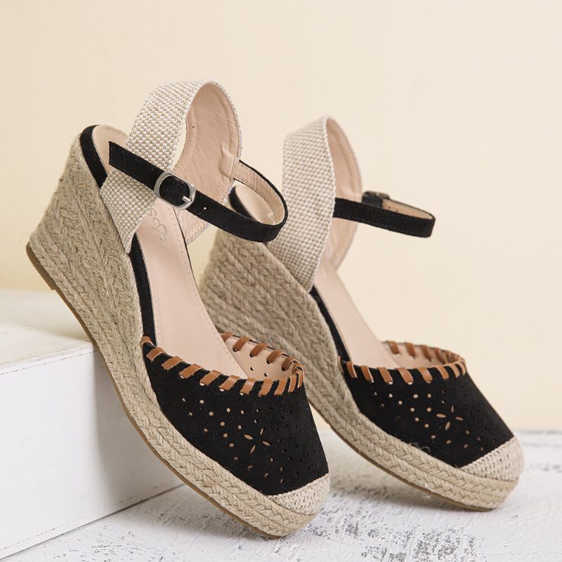 Lostisy Dámske Duté Pohodlné Sandále So Zatvorenou Prackou Na Špici Espadrille Wedges