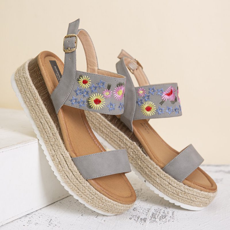 Lostisy Women Flowers Vyšívané Espadrilky S Prackou Na Platforme