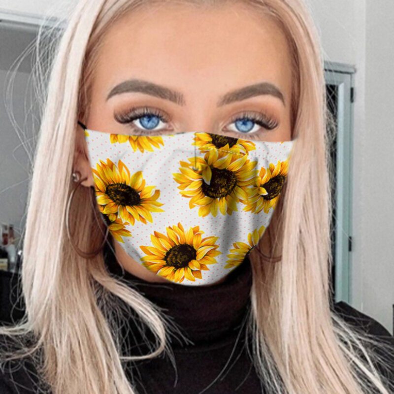 Pm2.5 7-dielne Tesnenie Daisy Sunflower Print Masky Proti Zahmlievaniu Prachotesné