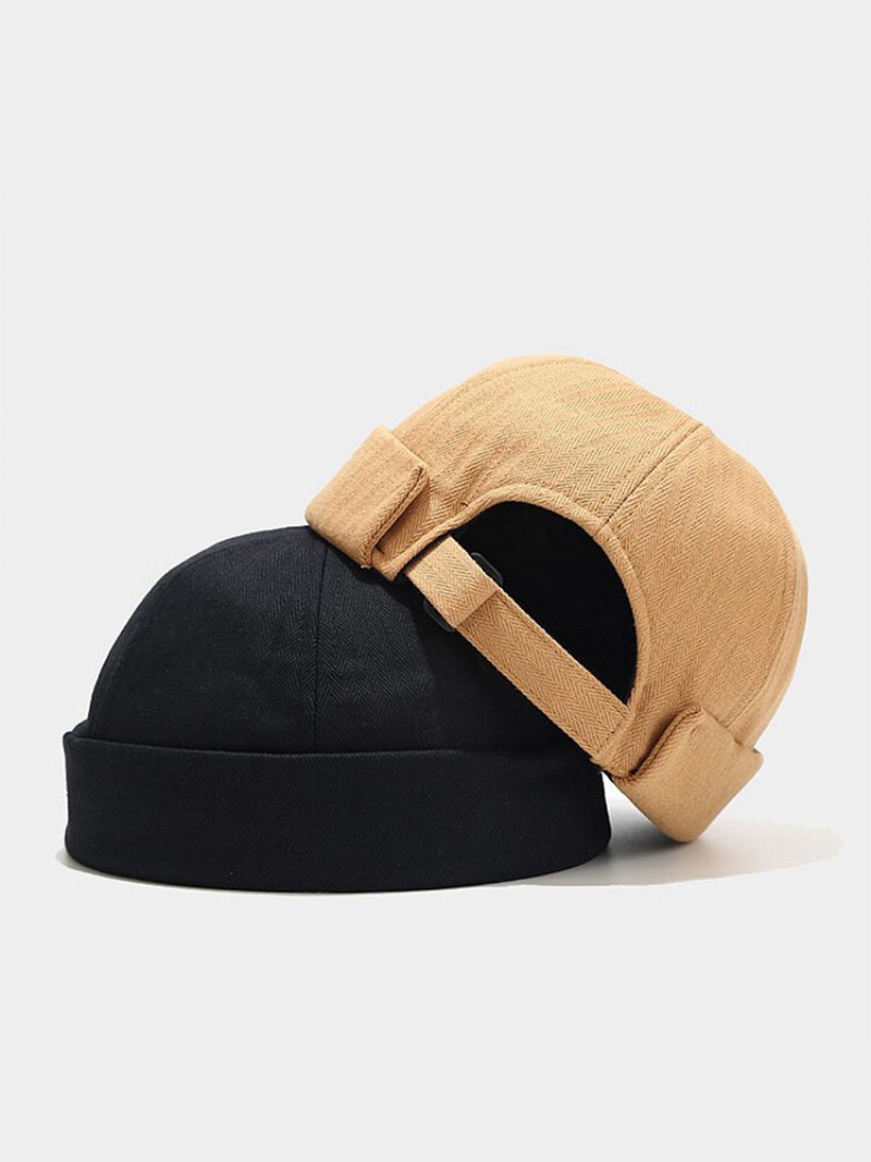 Unisex Bavlna Jednofarebná Rybia Kosť Prúžky Kupoly Osobnosť Čiapka Bez Okrajov Landlord Sailor Hat Skull Cap