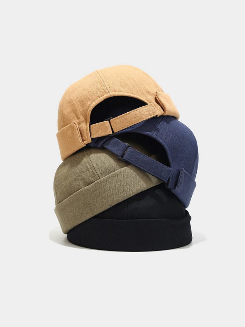 Unisex Bavlna Jednofarebná Rybia Kosť Prúžky Kupoly Osobnosť Čiapka Bez Okrajov Landlord Sailor Hat Skull Cap