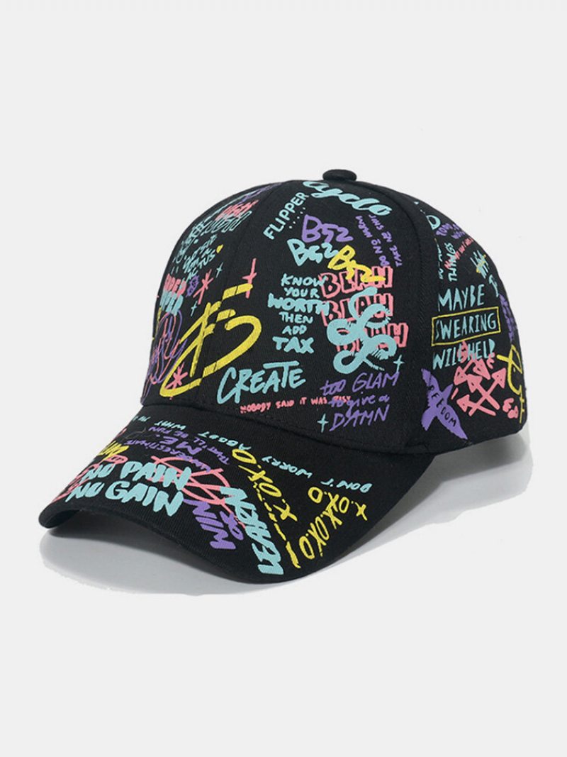 Unisex Bavlnená Prekryvná Vrstva S Geometrickým Písmom S Graffiti Potlačou Univerzálna Baseballová Čiapka Sunshade