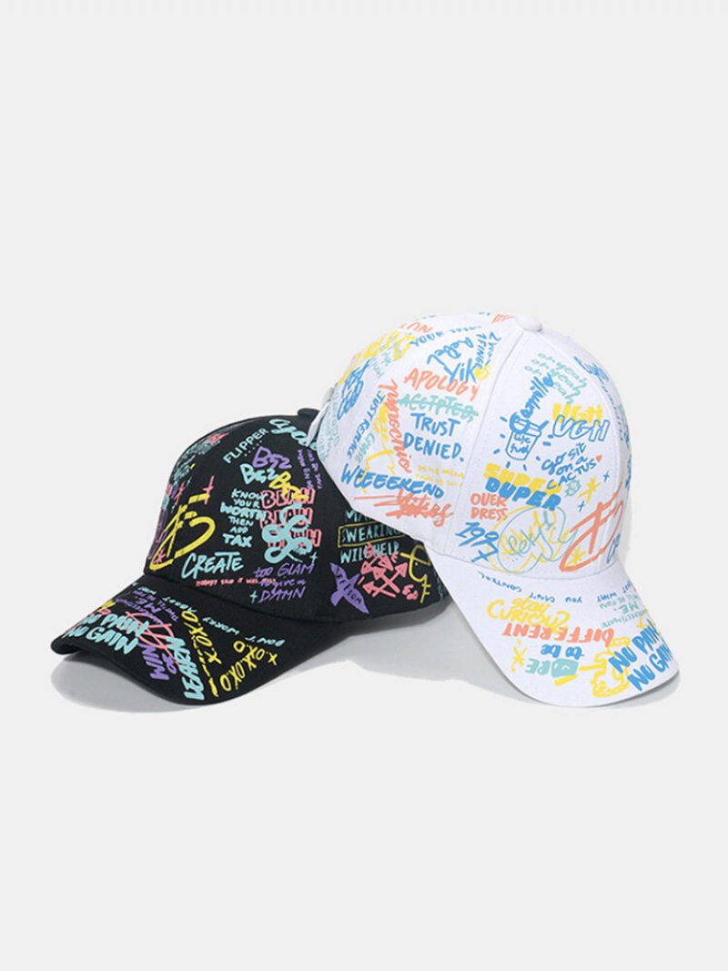 Unisex Bavlnená Prekryvná Vrstva S Geometrickým Písmom S Graffiti Potlačou Univerzálna Baseballová Čiapka Sunshade