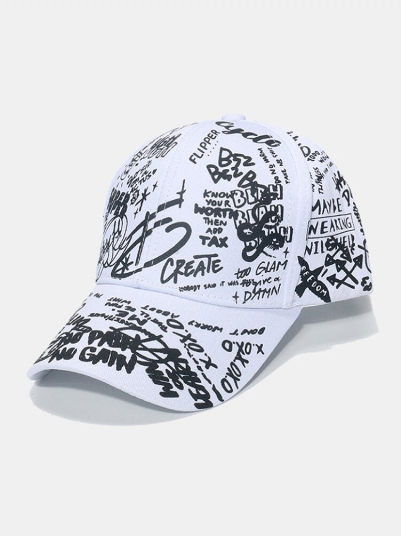 Unisex Bavlnená Prekryvná Vrstva S Geometrickým Písmom S Graffiti Potlačou Univerzálna Baseballová Čiapka Sunshade