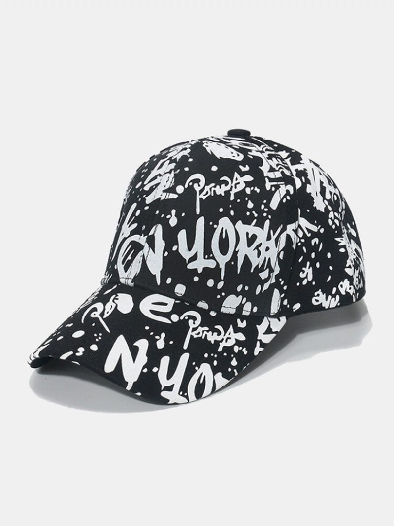 Unisex Bavlnená Prekryvná Vrstva S Geometrickým Písmom S Graffiti Potlačou Univerzálna Baseballová Čiapka Sunshade