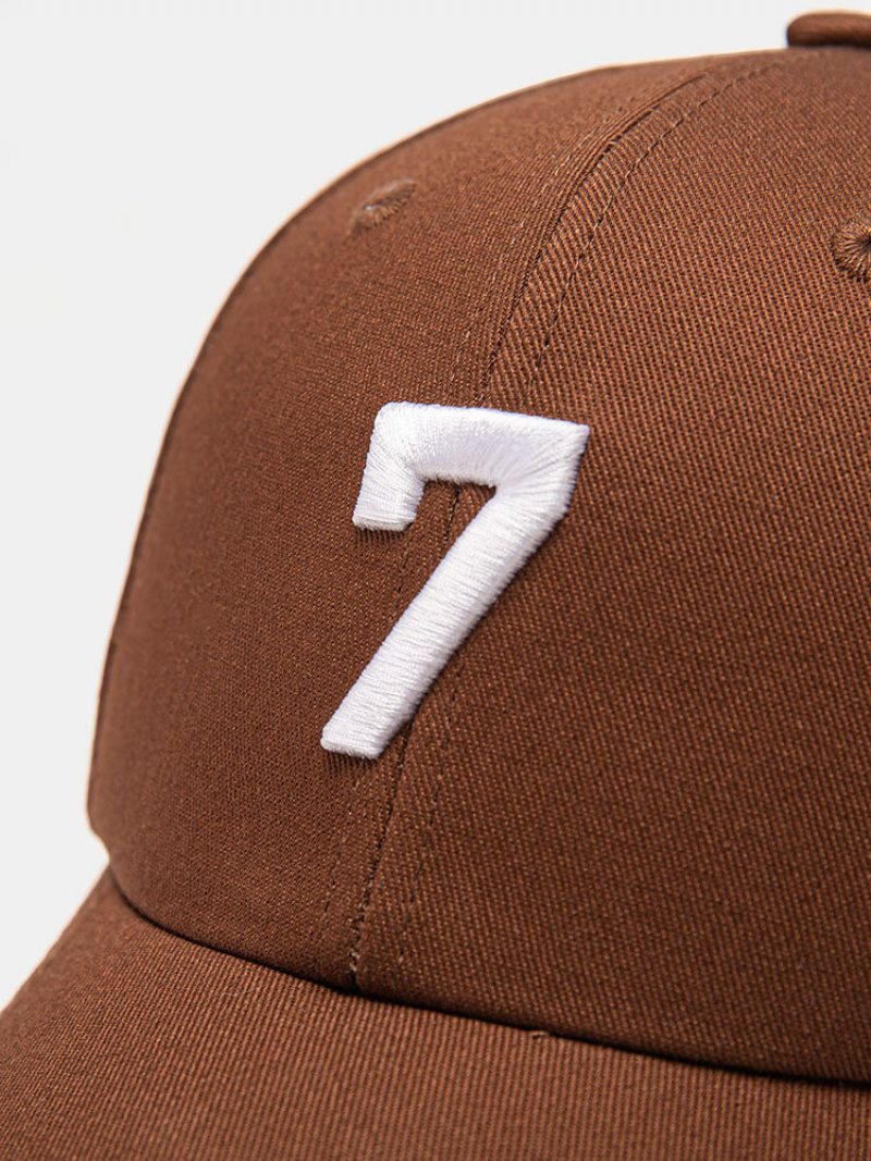 Unisex Bavlnený Vzor Číslo 7 Trojrozmerná Výšivka Módne Slnečníky Baseballové Čiapky