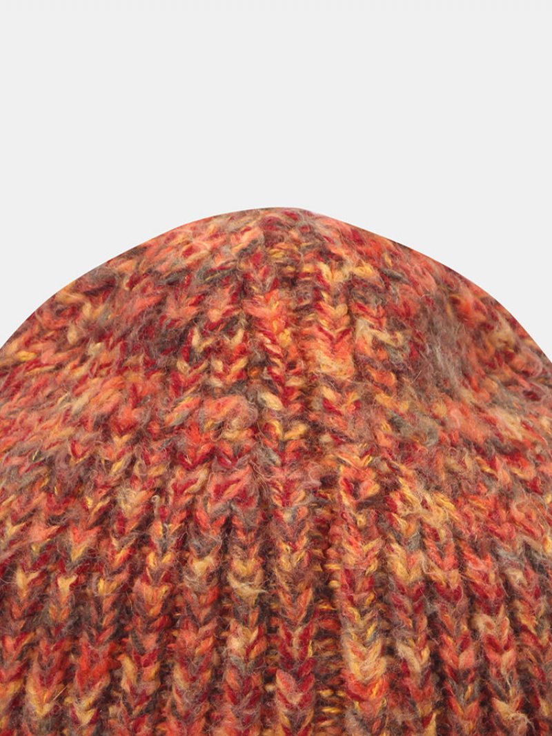 Unisex Hrubá Pletená Čiapka So Zmiešaným Farebným Písmom All-match Warmth Beanie Hat