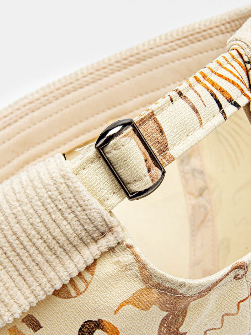 Unisex Manšestrová Kreslená Zvieracia Tlač Vintage Teplo Čiapka Bez Okrajov Landlord Cap Skull Cap