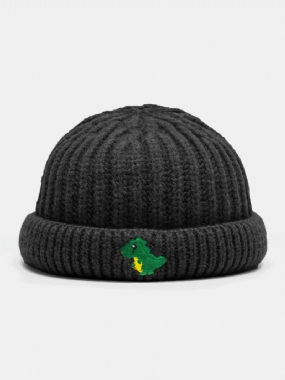 Unisex Pletené Jacquard Kreslený Dinosaurus Výšivka Móda Teplo Čiapka Bez Okrajov Landlord Cap Skull Cap