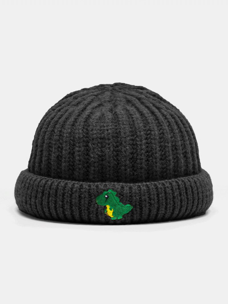 Unisex Pletené Jacquard Kreslený Dinosaurus Výšivka Móda Teplo Čiapka Bez Okrajov Landlord Cap Skull Cap