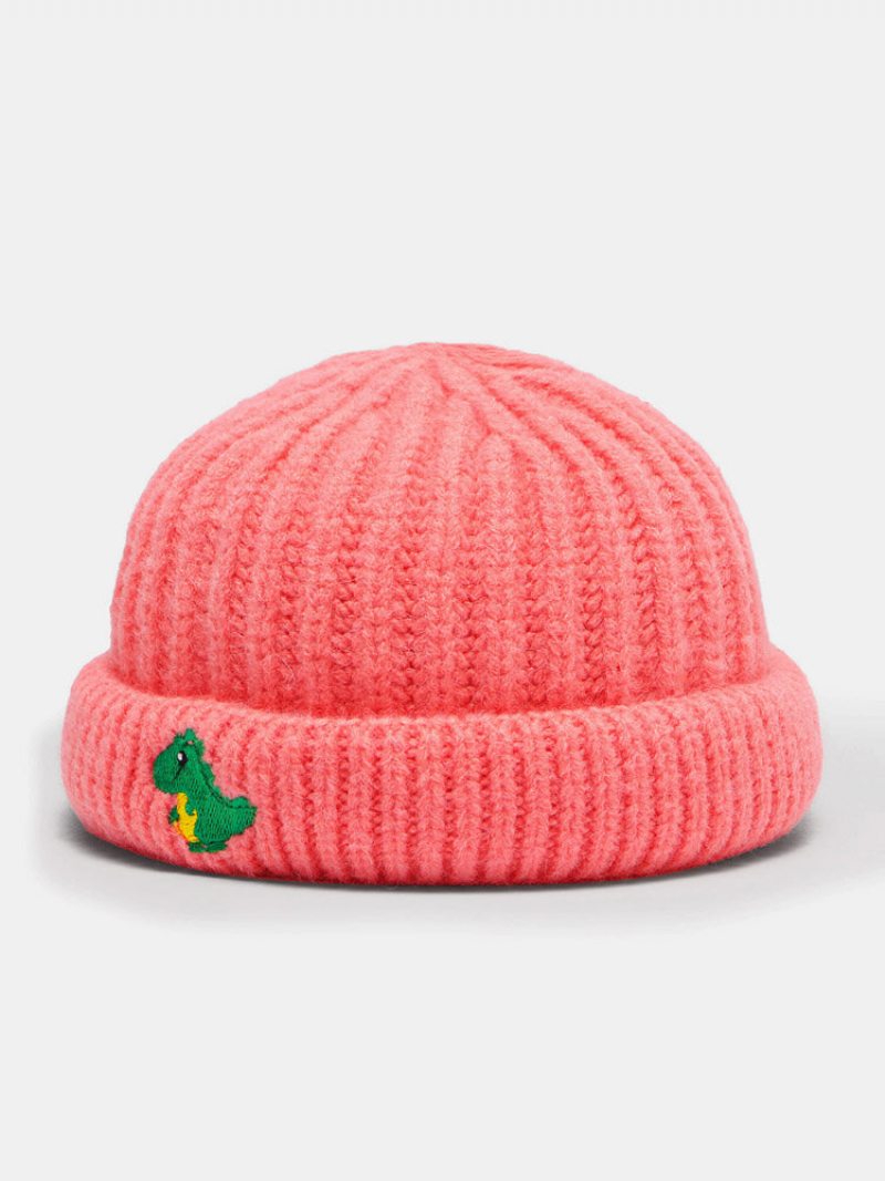 Unisex Pletené Jacquard Kreslený Dinosaurus Výšivka Móda Teplo Čiapka Bez Okrajov Landlord Cap Skull Cap