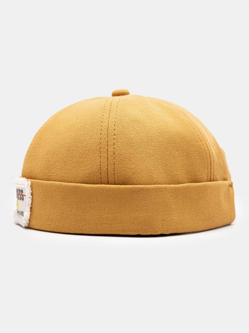 Unisex Polyester Bavlna Pevné Písmená Vzor Raw-edge Label All-match Beanie Landlord Cap Cap Skull Cap