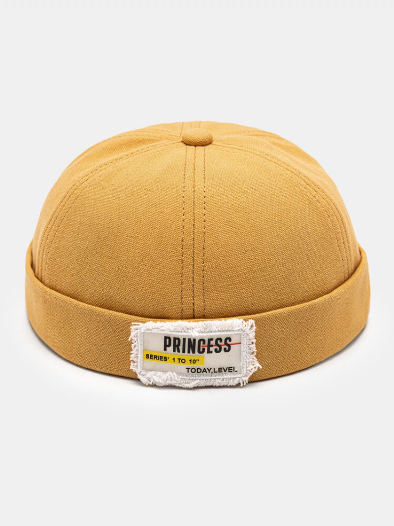 Unisex Polyester Bavlna Pevné Písmená Vzor Raw-edge Label All-match Beanie Landlord Cap Cap Skull Cap