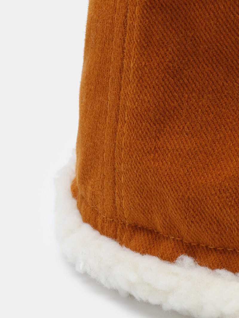 Unisex Polyester Bavlna Plus Fleece Zahustený Kontrastné Farby Nepravidelný Patchwork Univerzálna Čiapka Teplá Bucket