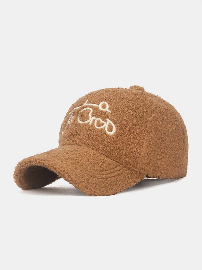 Unisex Teddy Velvet Love Letter Výšivka Outdoor All-match Teplá Baseballová Čiapka